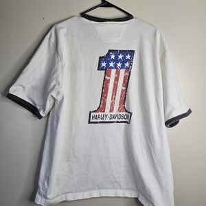 Harley-Davidson White and Black Men's Tee with Graphic